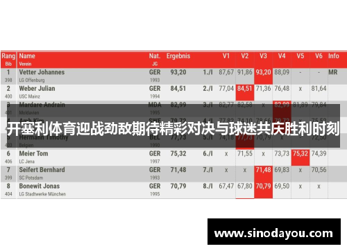 开塞利体育迎战劲敌期待精彩对决与球迷共庆胜利时刻